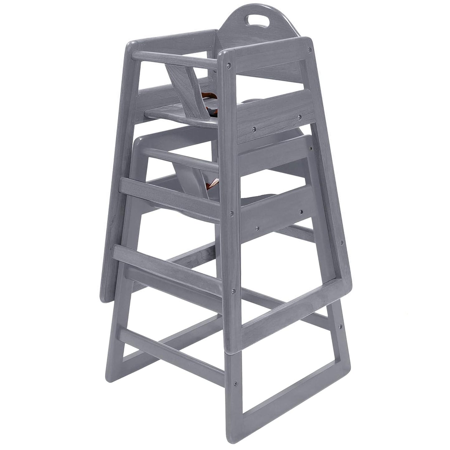 Wooden High Chair for Baby & Toddler – Restaurant-Style Stackable HighChair with Commercial Grade Solid Wood for Dining Table & Kitchen – Compact & Portable Design for Home & Restaurant Use - Gray