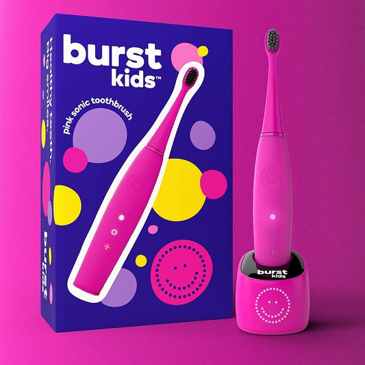 Burst Kids & Toddlers Electric Toothbrush (Pink) | Soft Bristles | Two Minute Timer | Rechargeable Battery | Easy-Grip Silicone Handle | 2 Modes for Healthy Smiles | Ages 3+