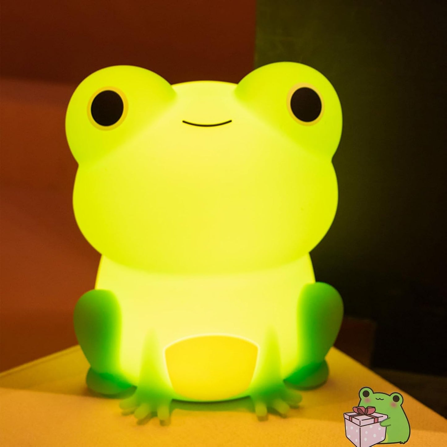 Night Light for Kids, Frog Lamp with Cute Frog Stickers, Night Lamp Bedroom Nightlight for Baby Girl Boy Teem, Silicone Animal Night Lamp Christmas Birthday Gifts, Room Decor (Frog Gifts)