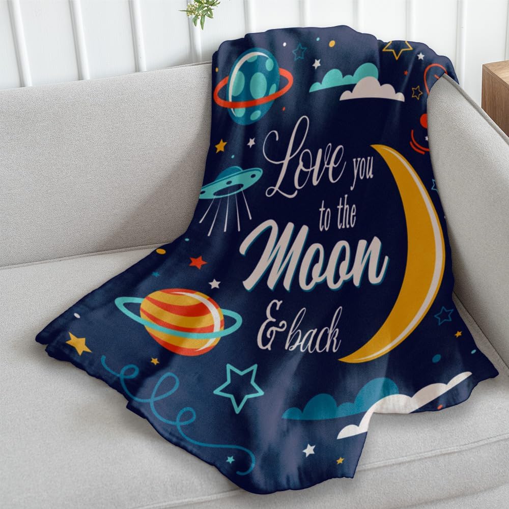 Love You to The Moon & Back Super Soft Throw Blanket - 50x60 Throw Blanket for Bedroom, Living Room, Spring Time, Holidays, Kids, Babies, Adults & Decor, Gifts
