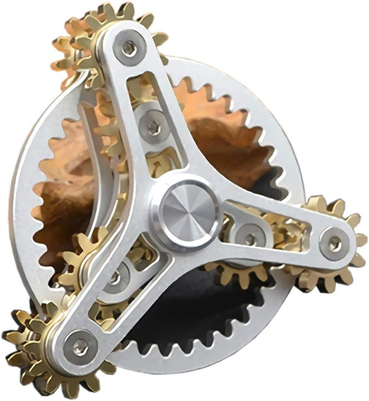 Pure Brass Fidget Spinner Gears Linkage Fidget Toy Metal DIY Hand Spinner Spins Long Time EDC Focus Meditation Break Bad Habits ADHD with Multiple Premium Bearings (13 Bearings White)