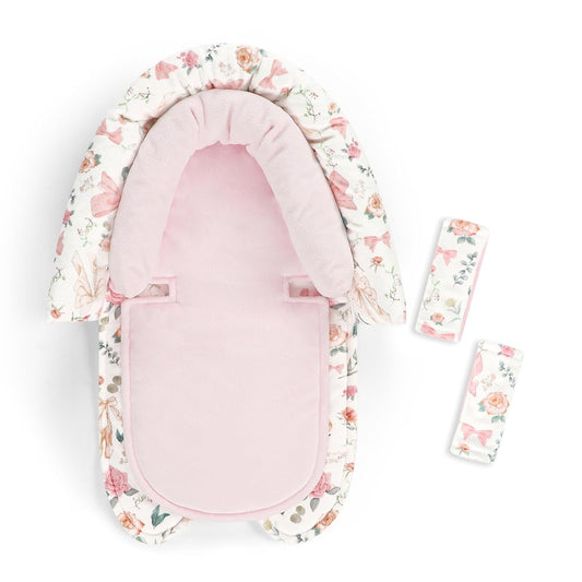 Baby Car Seat Head Support for Newborn, GFU 2 in 1 Infant Car Seat Head Body Support with Strap Pads, Soft Stroller Cushion Pillow Insert for Girls, Fits for Stroller, Swing, Pink Floral