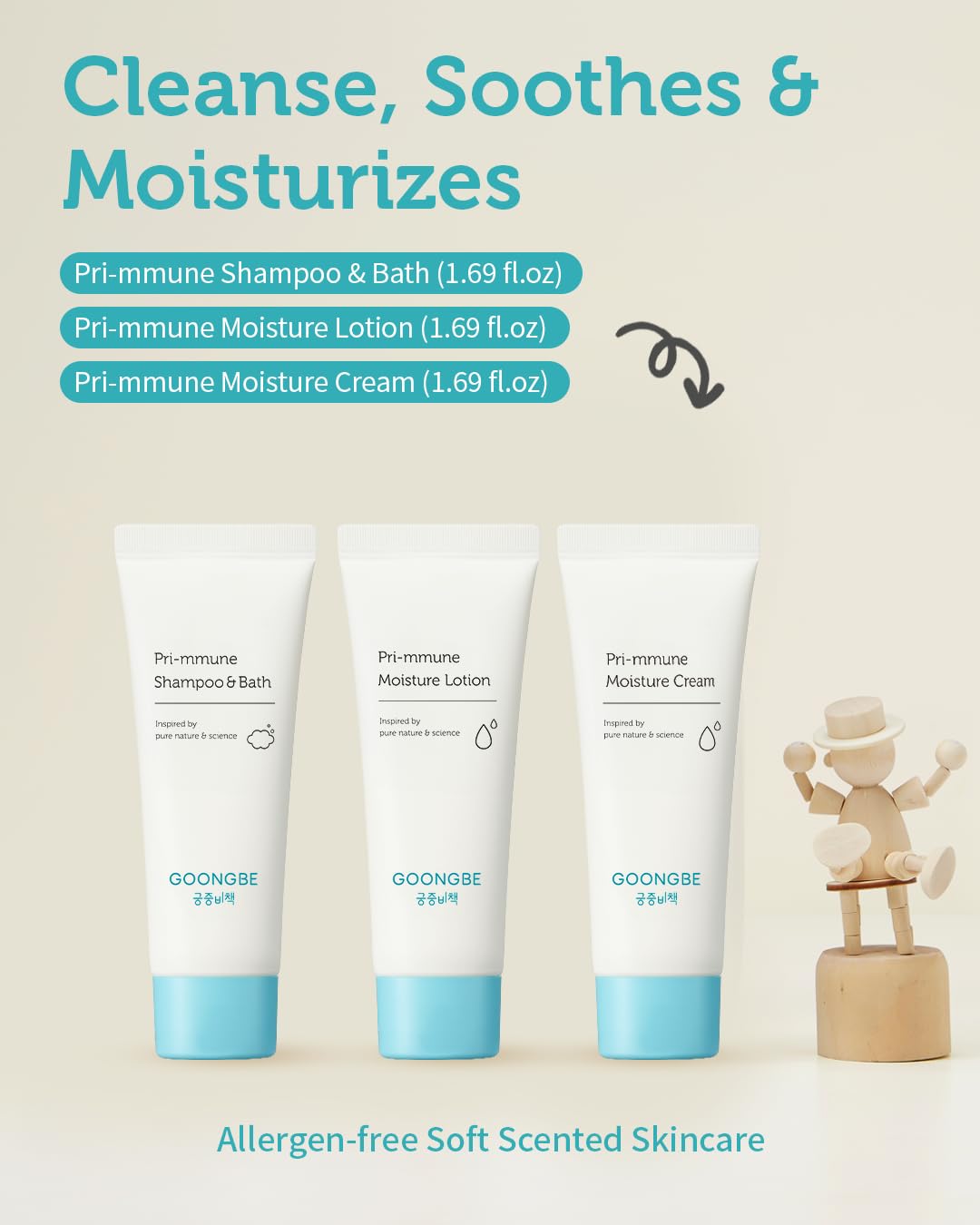 Baby Skincare Travel Set - Korean Baby Skincare & Bath Time Essentials - Shampoo & Bath, Moisutre Lotion, Cream - Hydrating & Nourishing, 3 Items