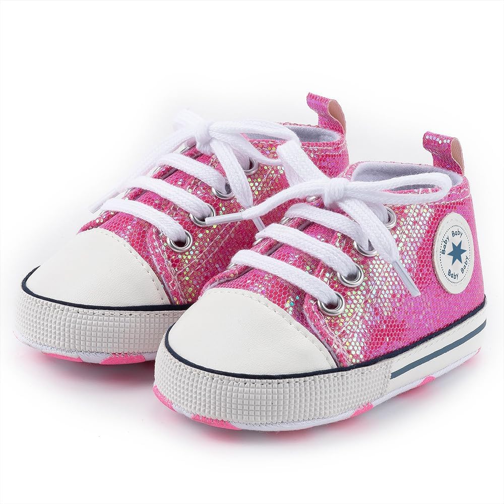Unisex Baby Girls Boys Canvas High-top Shoes, Newborn Infant Anti-Slip Soft Sole Frist Walking Breathable Sneakers