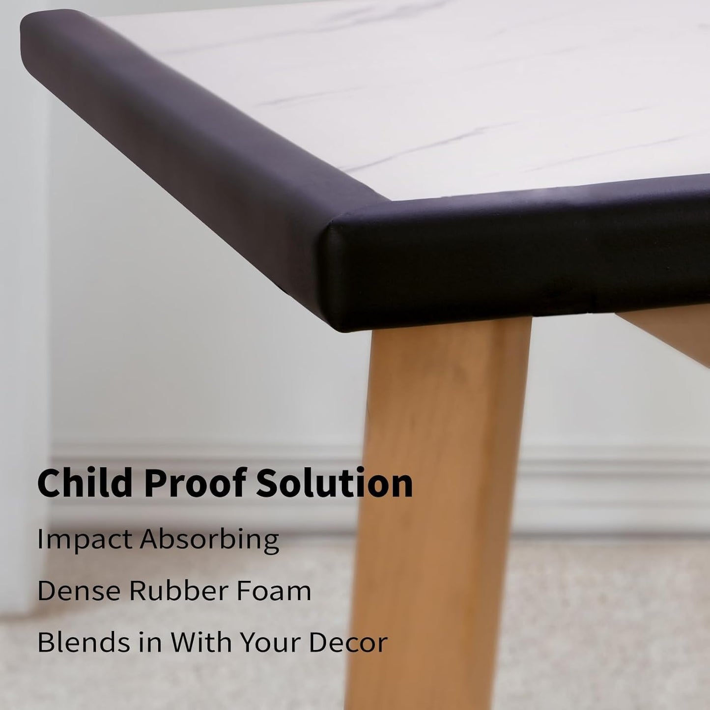 Baby Proofing Edge and Corner Guards, 2 Pack Safety Furniture Bumper with 3M Double-Sided Tape, Child Corner Protector for Fireplace, Table, Stair, Cabinet (Black)