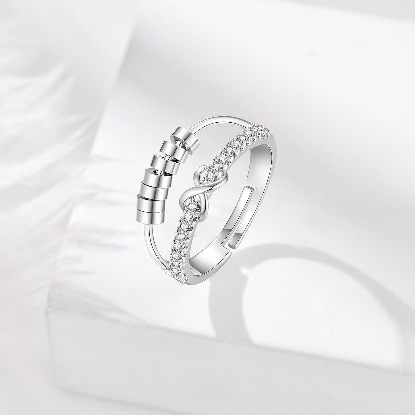 INFUSEU Funny Spinner Fidget Rings for Women Girls Anti Anxiety Stress Worry, Adjustable Size