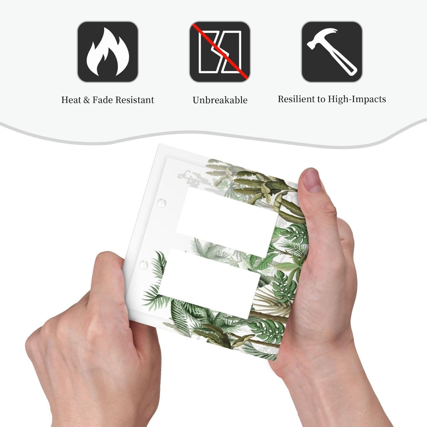 Palm Tree Banana Leaf Green Rainforest Natural Landscape Decorative Outlet Covers 2 Gang Double GFCI Rocker Electrical Wall Panels Light Switch Cover Plate for Bed Room Living Room Decor