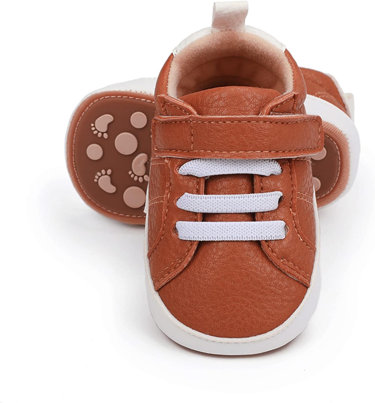 SOFMUO Baby Boys Girls High Top Ankle PU Leather Sneakers Soft Rubber Sole Infant Moccasins Newborn Oxford Loafers Anti-Slip Toddler Wedding Uniform Dress Shoes