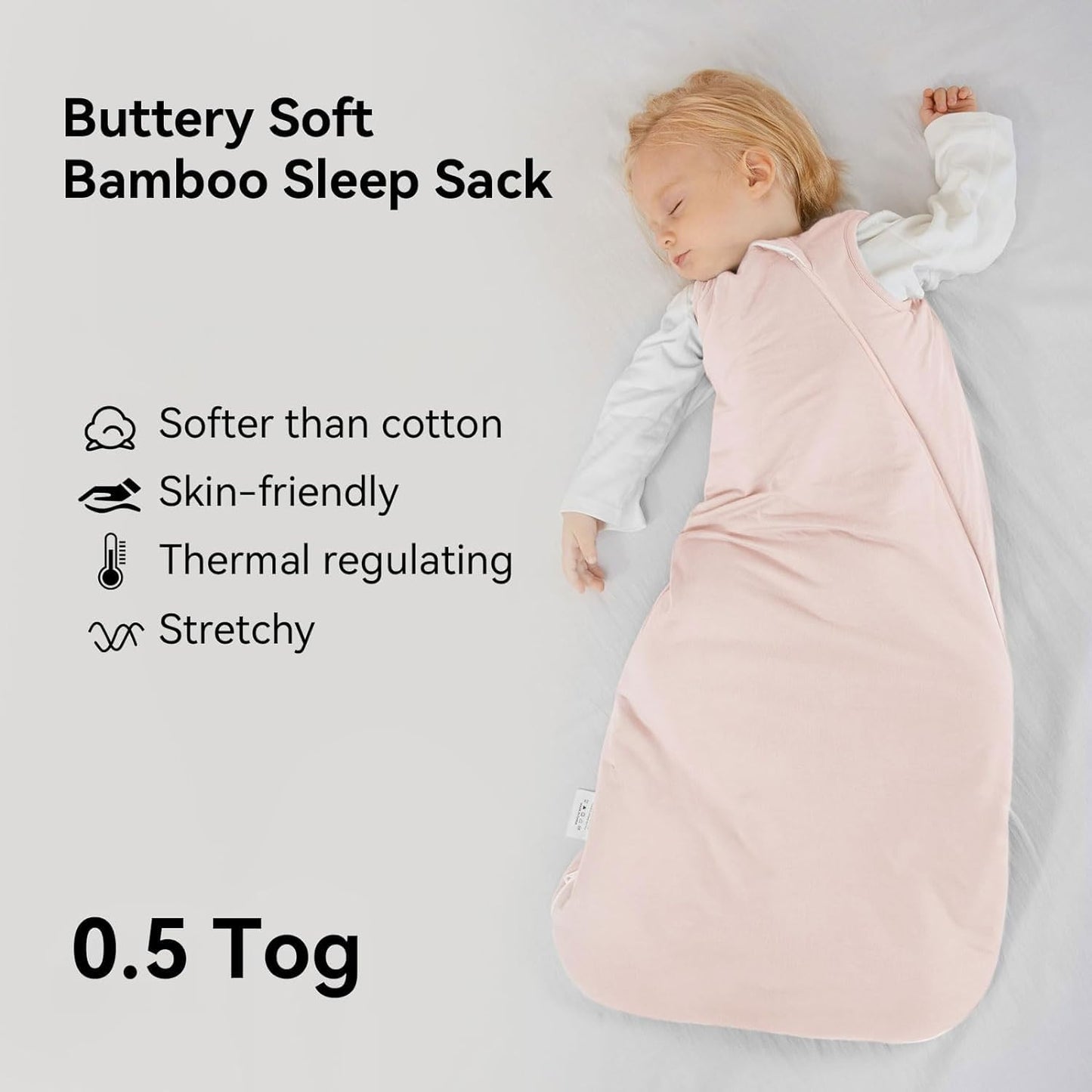 BubblePanda Rayon Made from Bamboo Sleep Sack 2t-3t 0.5 Tog Soft Lightweight Toddler Sleep Sack 24-36 Months for Babies 2-Way Zipper Wearable Blanket Baby 3t