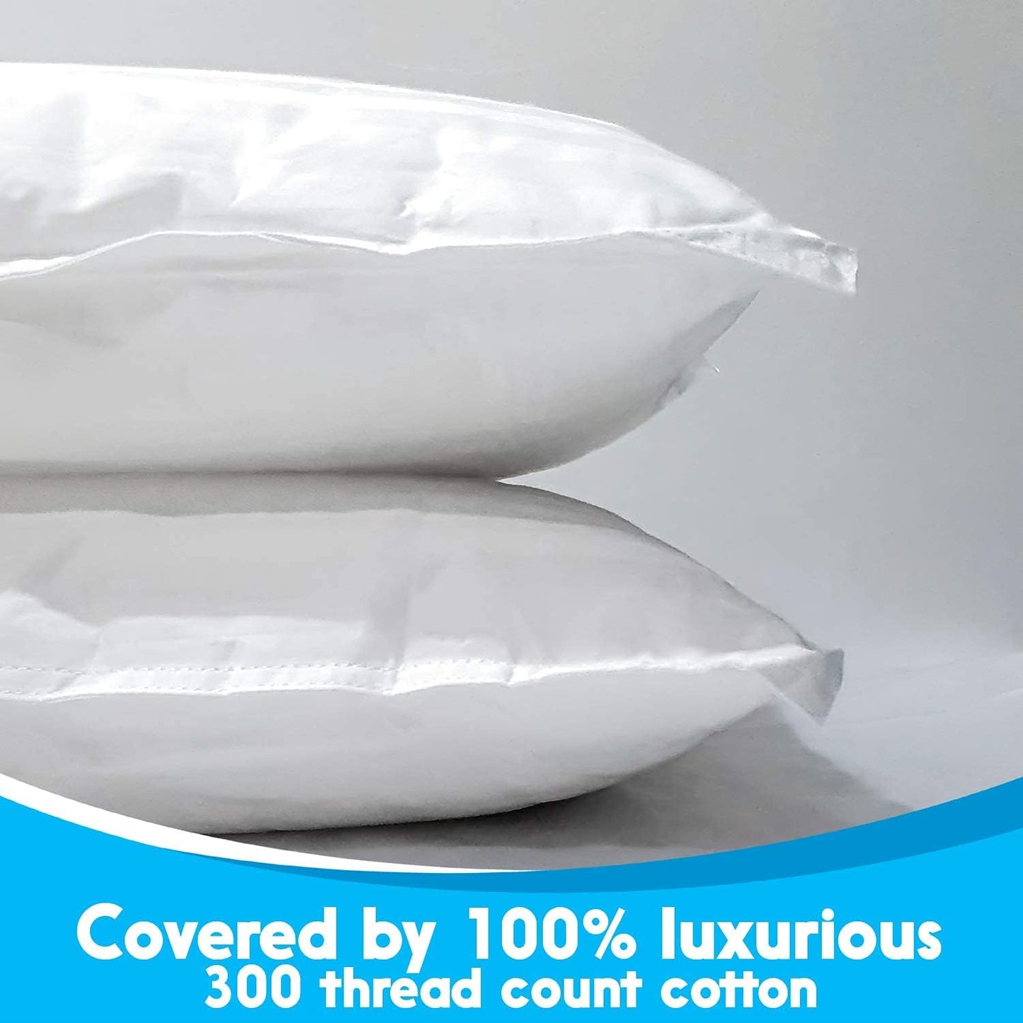 kinder Fluff Toddler Pillows (2pk) - The only Pillow for Kids 300T Cotton Shell & Down Alternative Fill - Machine Washable, Ideal Cushion for Kids Above 2 Years (13x18in - White)