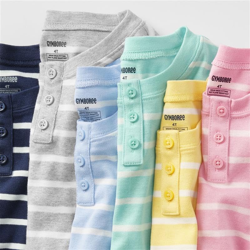 Gymboree Kids' and Toddler 100% Cotton Henley Long Sleeve Top and Pants,gymmies Pajama Set