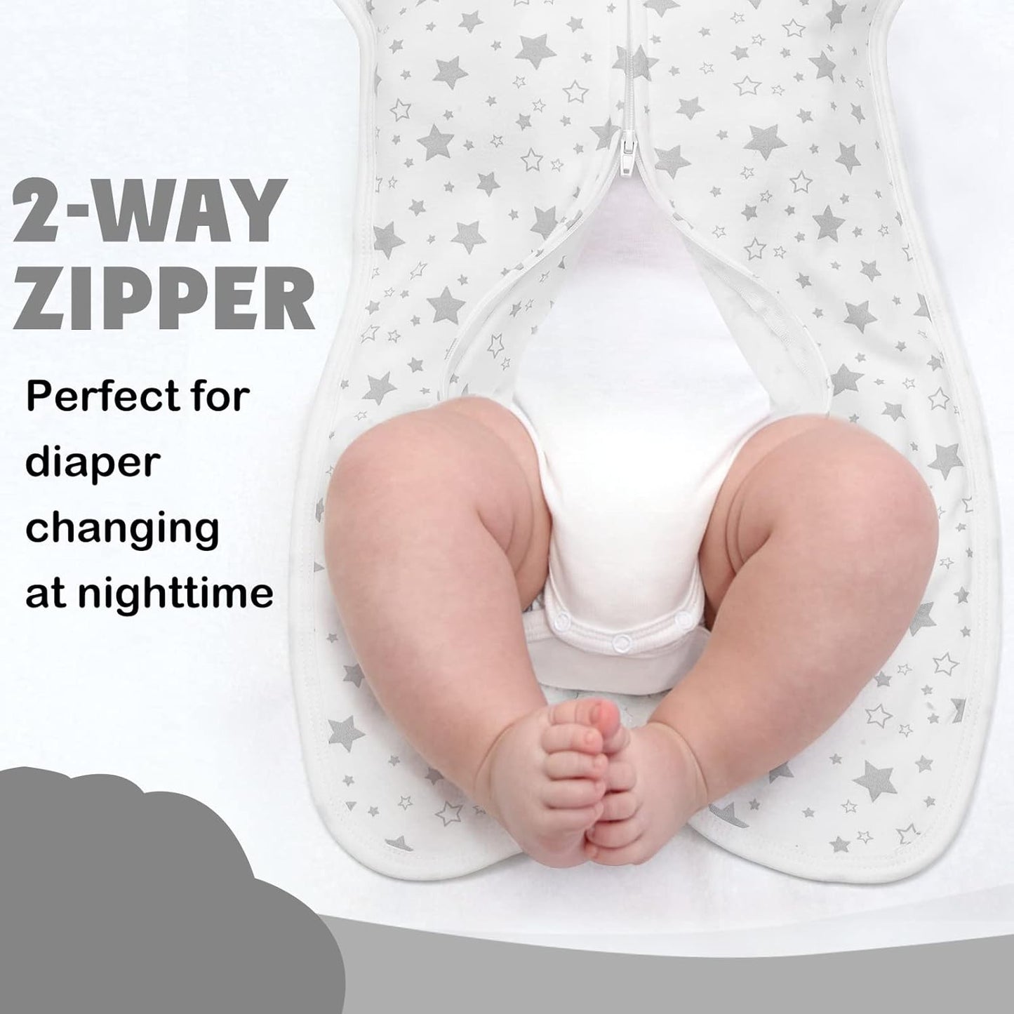 2 Pack Transition 2 Way Zipper Swaddle, 2 in 1 Arms In/Out, 100% Cotton Newborn Swaddling Sack Sleeping Sack 3-6 Months
