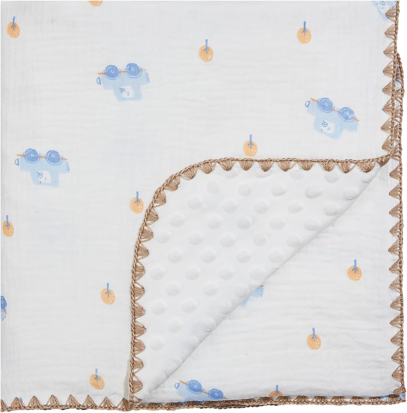 Baby Blanket Double Layer Cotton 40 x 40 Soft Receiving Blanket with Pattern Machine Washable Car