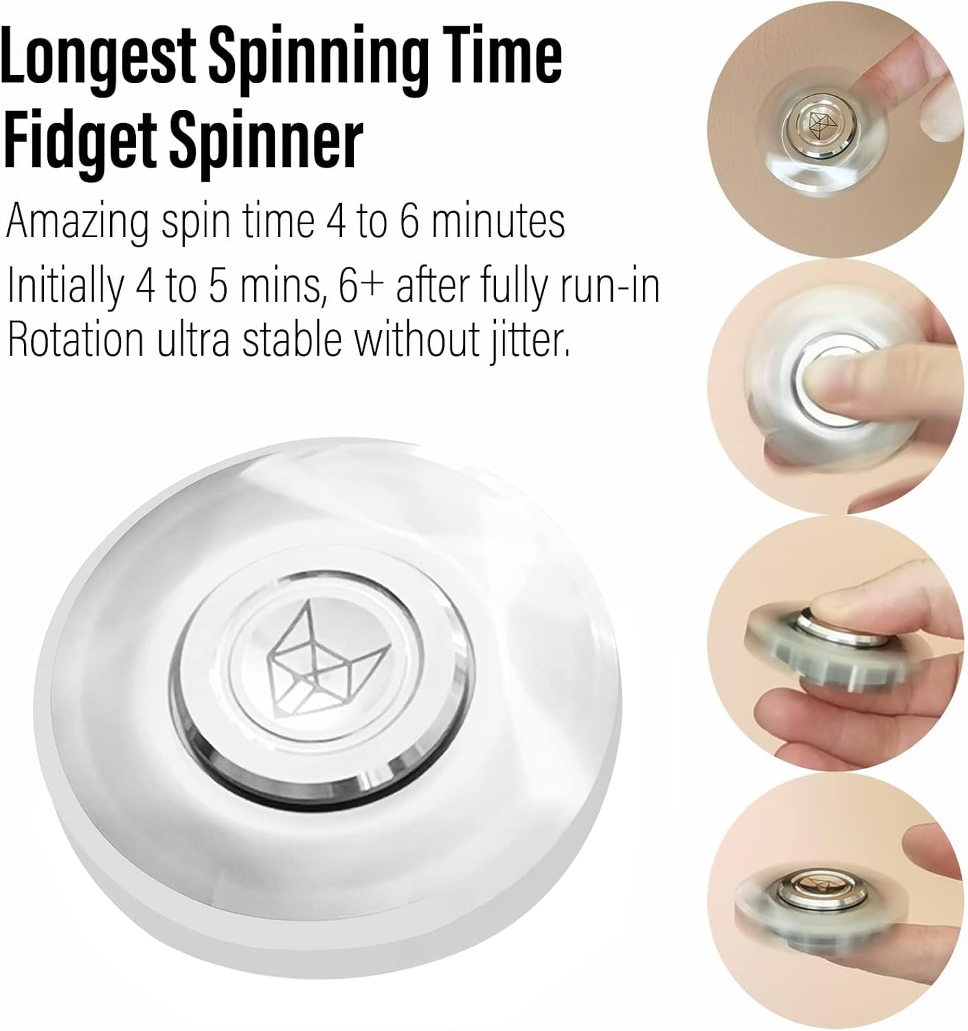 FREELOVE Metal Fidget Spinner for Adults, Stainless Steel Heavy Spinning Toys, Small Mini Fox Hand Gyro, Bearing Premium Long High Spin Fidget Block, Silver