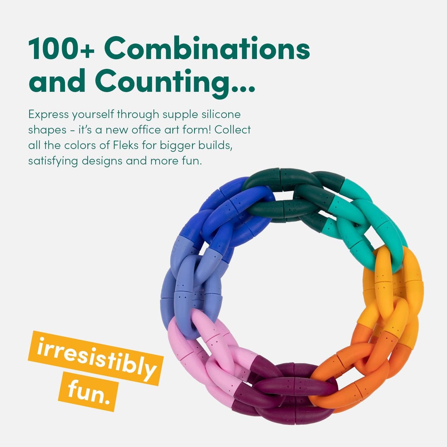 Speks Fleks Silicone 6-Piece Building Set - Evergreen - Fun Desk Toy for Adults