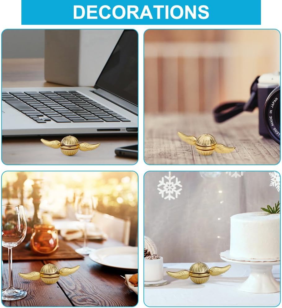 Fidget Hand Spinner Toy for Kids Adults, Sensory Orb Gift for Boys Girls, Ideal Finger Toy for Decoration Collection, Cool Metal Sensory Fidget Gyro Toy(Golden)