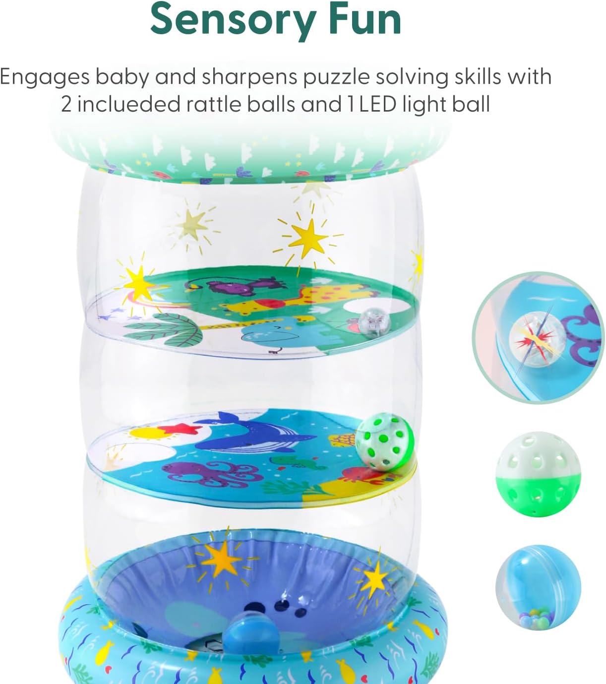 The Peanutshell Inflatable Tummy Time Roller - Crawling Toys for Babies, Soft & Supportive Baby Tummy Time Roller, Water-Friendly Crawling Toys for 6-12 Months - Land and Sea