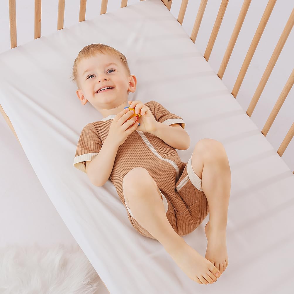 Bafeicao Unisex Baby Boy Girl 2 Pack Rompers Short Sleeve 2 Way Zipper One Piece Jumpsuits Clothes Sets