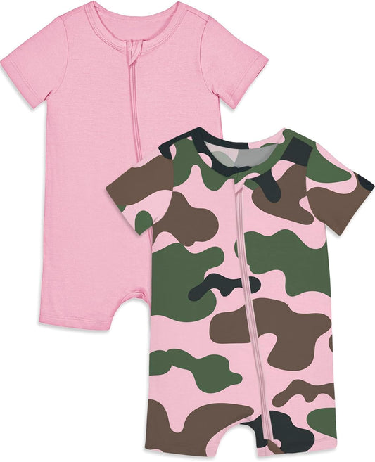 Jimonda Baby Rompers Cotton Baby Boys Baby Girls Short Sleeve Sleepers Pjs Two Way Zipper One-piece Neutral Sleep and Play