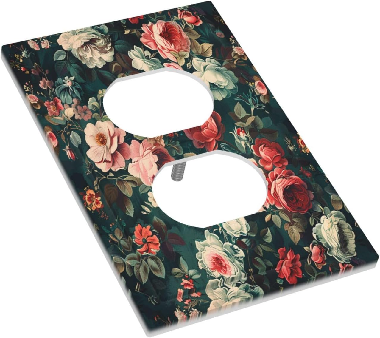 Outlet Covers Baroque Vintage Peony Flower Floral 1 Gang Duplex Wall Plate Decorative Switch Plates Electrical Receptacle Faceplate Light Switch Cover for Bedroom Farmhouse Decor