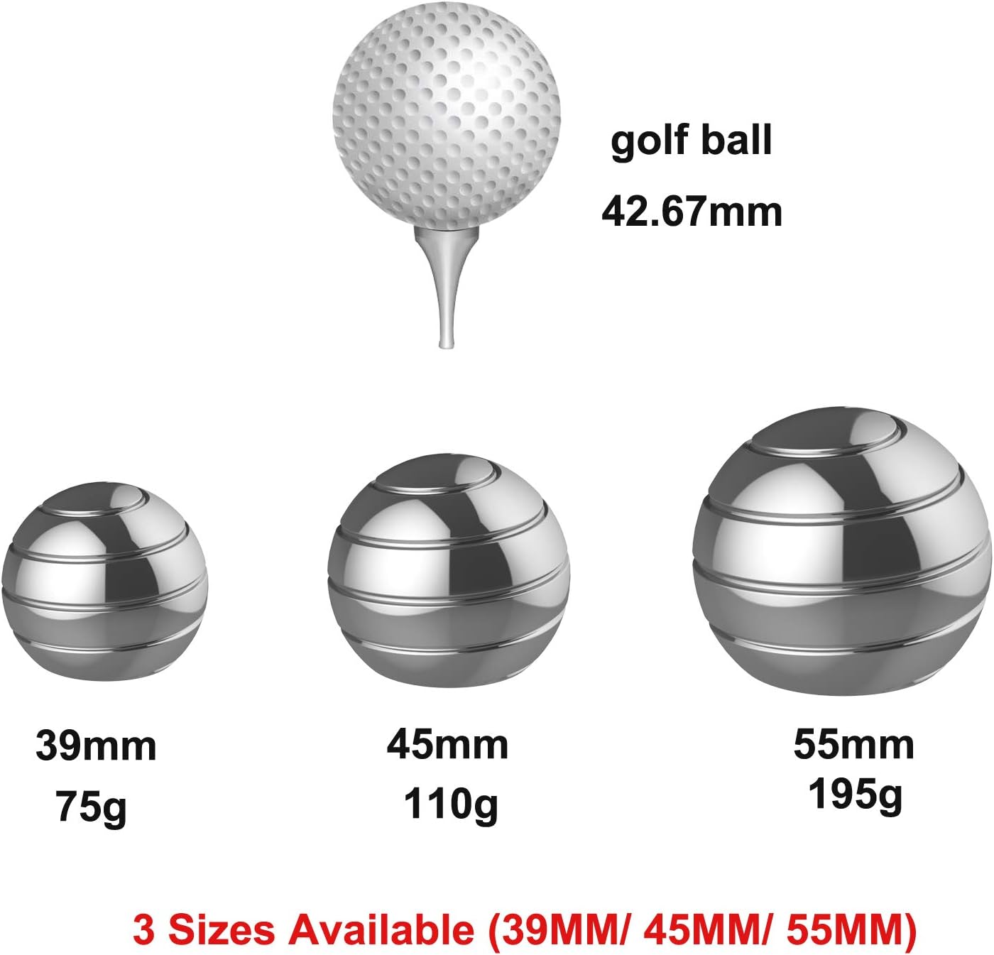 Kinetic Desk Toys for Office for Adults, 1.54'' Kinetic Spinning Fidget Spinner Toys for Anxiety ADHD, Desktop Optical Illusion Toys (39MM, Silver)