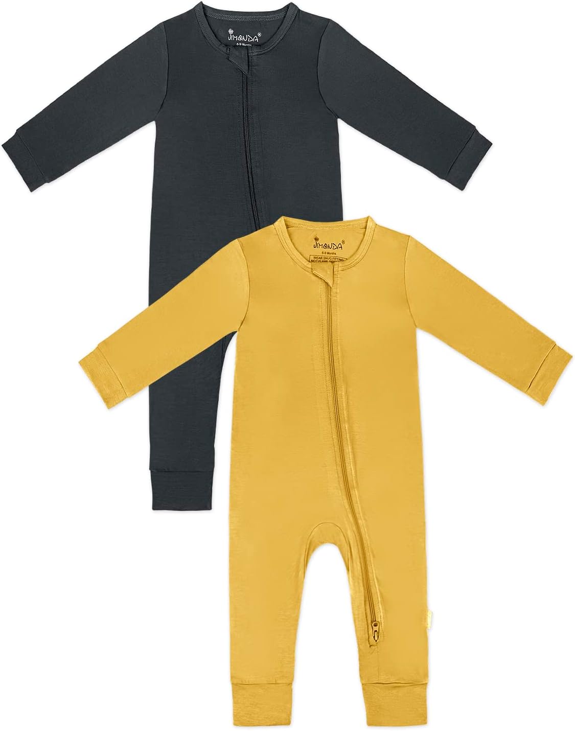 Jimonda Baby Romper Boys Girls Bamboo Pajamas 2-Way Zipper Footless Unisex Long Sleeve Sleepers Sleep and Play 0-24 Months