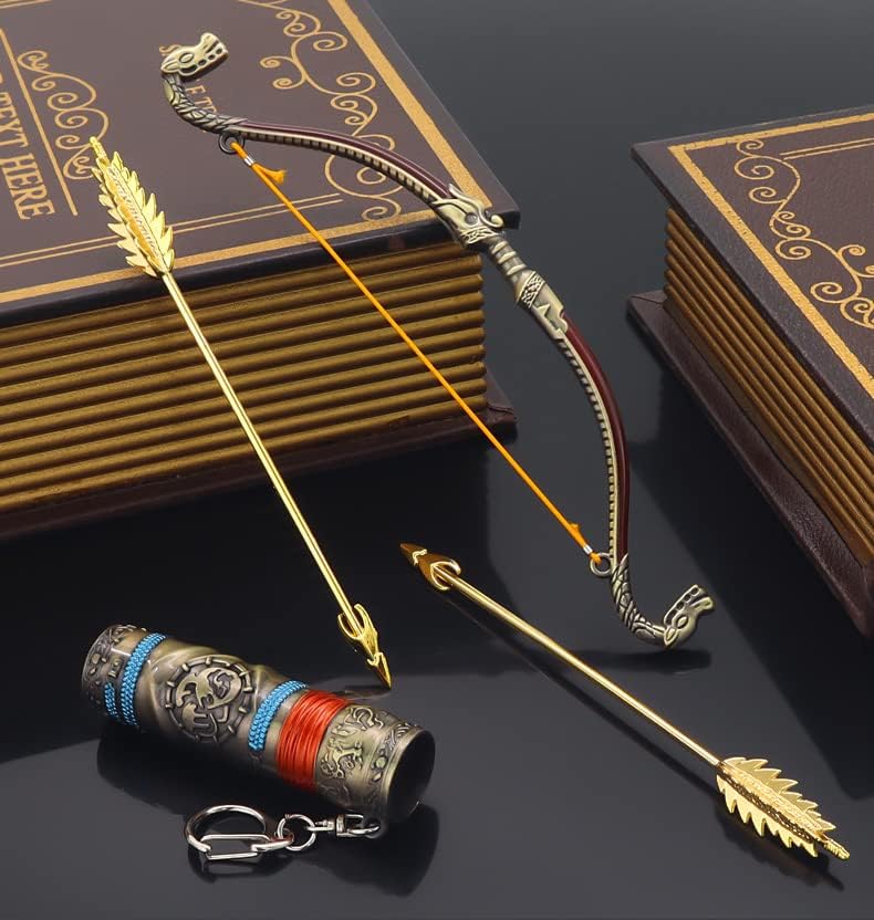 Superbuybox God of War Ragnarök Atreus Talon Bow and Arrow in Quiver Action Figures Game Toys Collection Keychain Gift Desk Decoration Backpack Pendant Gift