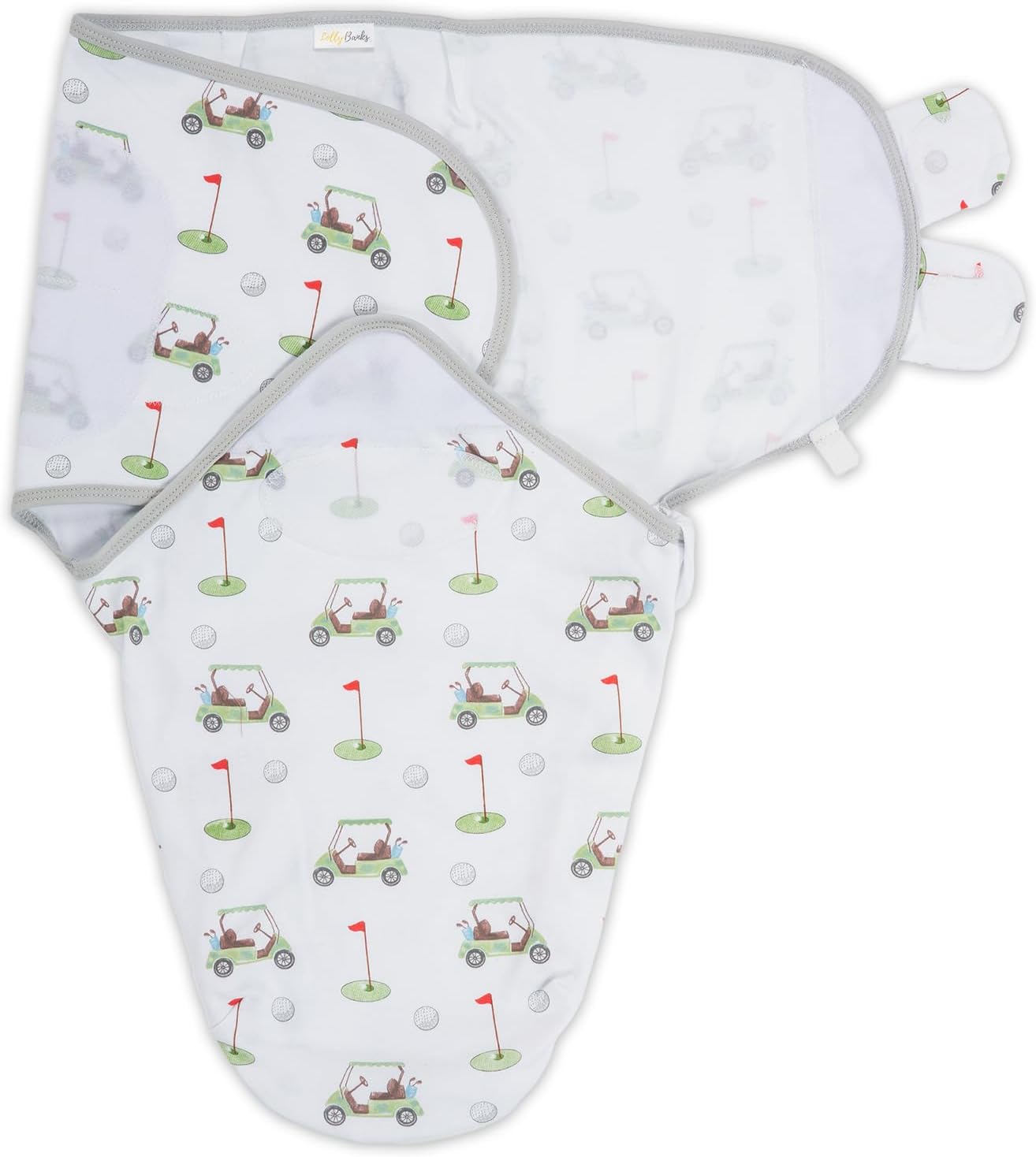 LollyBanks Baby Swaddles, 100% Organic Cotton Swaddles for Newborns Boys and Girls, 0-3 Months Swaddle Sacks with Easy Change Zipper, Swaddle Neutral Baby Registry (Golf Print)