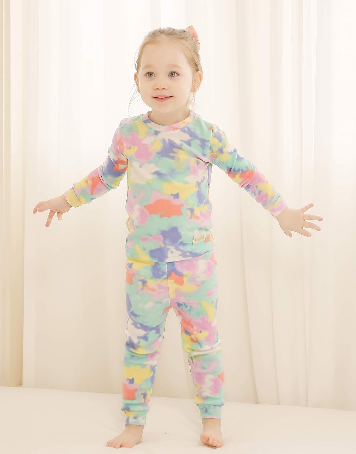 VAENAIT BABY 12M-12Y Toddler Kids Boys Girls 100% Cotton Marbling Tiedye Sung Fit Sleepwear Pajamas 2pcs Pjs Set