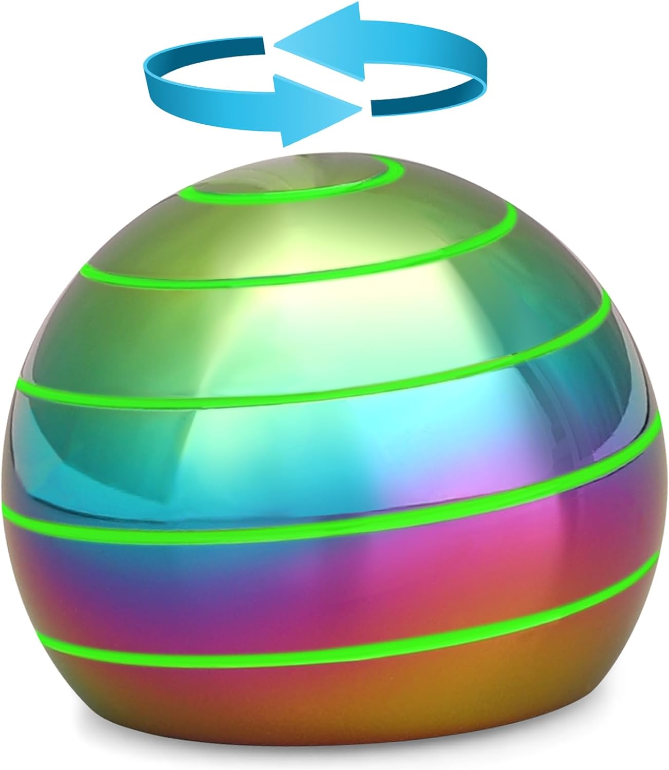 Luminous Kinetic Spinning Desk Toys, Metal Full Body Optical Illusion Fidget Spinner Ball, Glow in The Dark Fingertip for Office Classroom, Stress Relief Birthday Gifts for Kids Adults