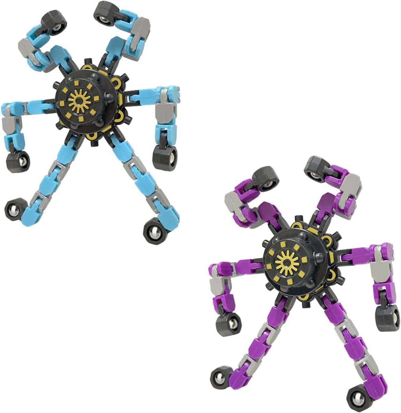 Fidgets Sensory Toys Transformable Chain Mechanical Fidget Toy 2 Pack Deformation Fidgets Spinners for Girls Boys Kids Adults Stocking Stuffers