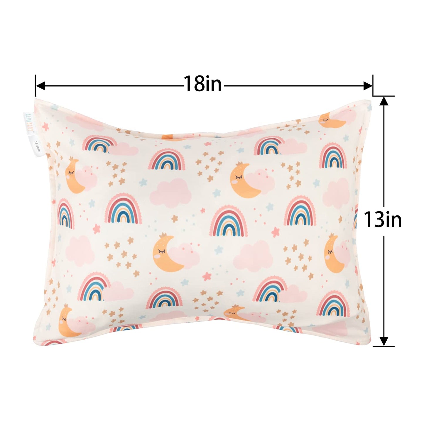 ALVABABY Toddler Pillowcases Stretchy Soft Kids Pillow Cover 2 Pack Fit 13"x 18" or 12"x20" Envelope for Girl Boy Sleepy Travel