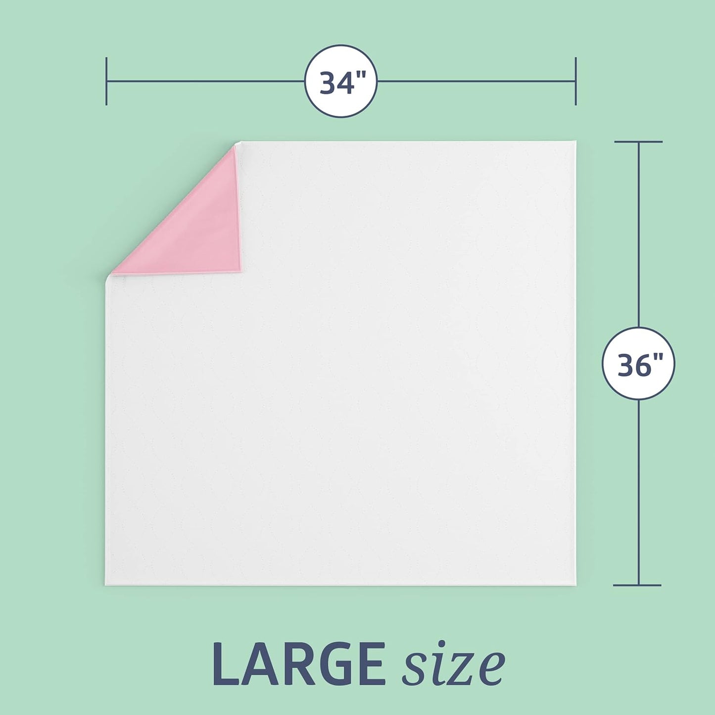 Medline Washable Bed Pads for Incontinence, Large 34 x 36 inch Reusable Underpads, 4 Pack, Pee Pads for Dogs, Adults, Kids and Baby, Pink Sofnit 300