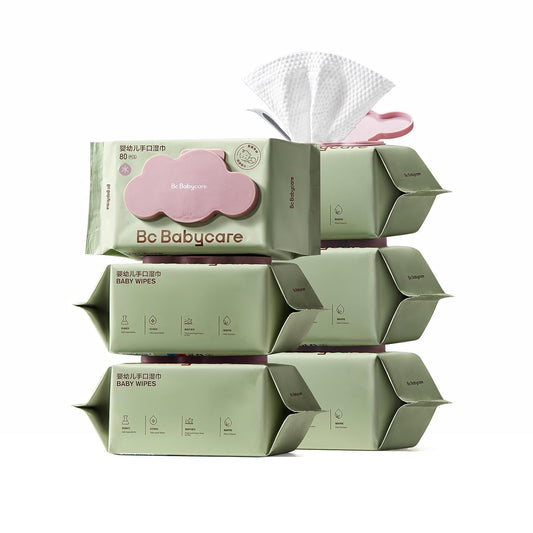 Bc Babycare Cloud Moist Wet Baby Wipes, Thick & XL, 99% Water, Ultra-Hydrating, Unscented, Hypoallergenic for Sensitive Skin, Biodegradable, 6 Flip-Top, 480 Count