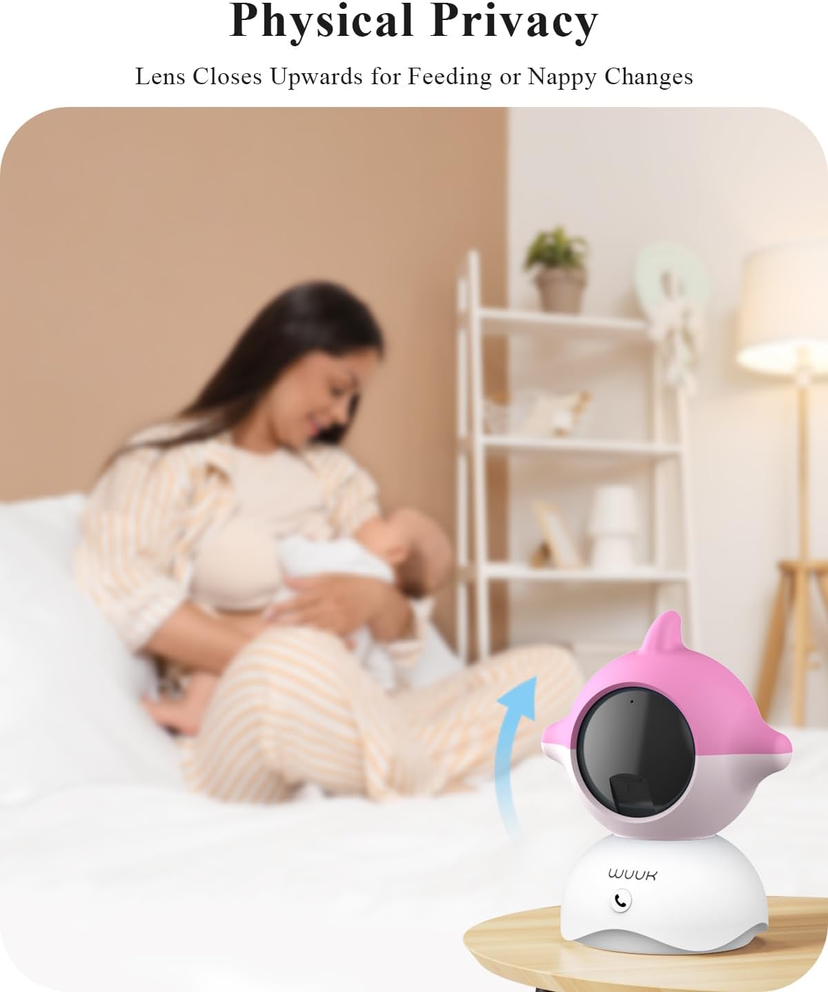 WUUK 2K Video Baby Monitor, 5.5'' Baby Monitor with 360 PTZ Color Display with 135° Wide Angle, 3700mAh Battery, Ultra-clear Night Vision, Baby Camera with App, Temper & Humidity Sensor, Cry Detection