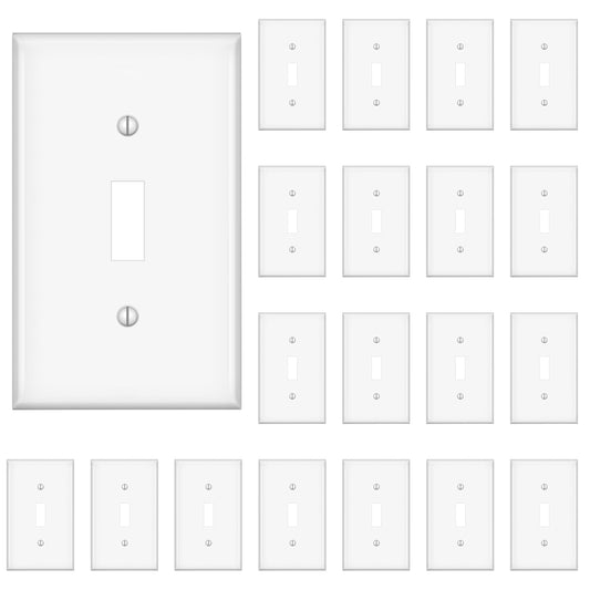 Light Switch Cover, Standard Size Toggle Light Switch Wall Plate,White, Wall Plates for Light Switches, White, 20 Pack
