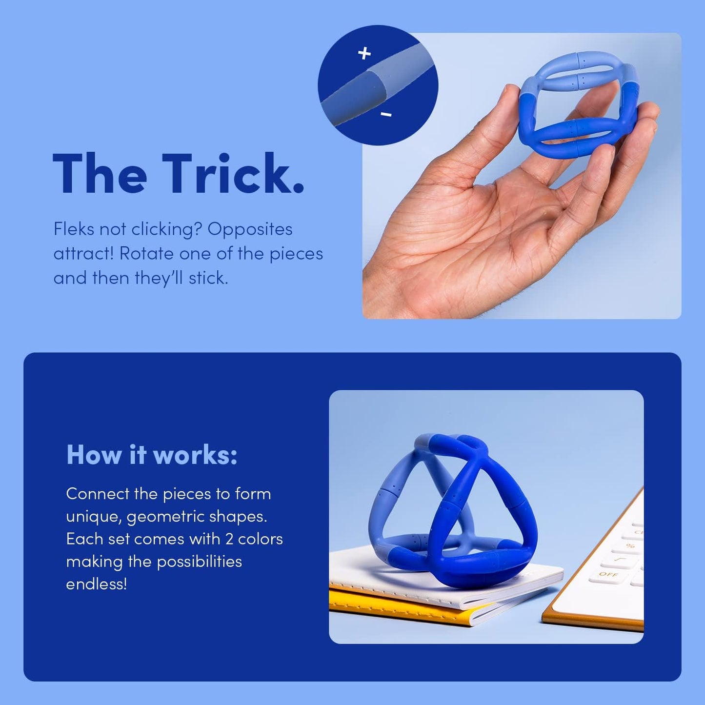 Speks Fleks Silicone 6-Piece Building Set - Bluegrass - Fun Desk Toy for Adults