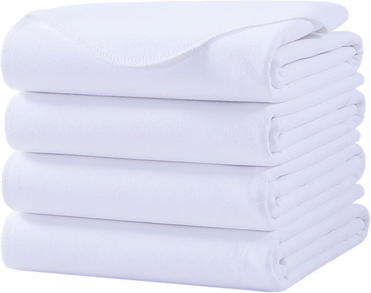 Washable Underpads, 24" x 24" (Pack of 4) Extra Heavy Absorbency ,100% Waterproof Mattress Protector,Flannel Cotton Underpads for Kids, Adults,Pets,Bed, Couch, Sofa, Floor,Home
