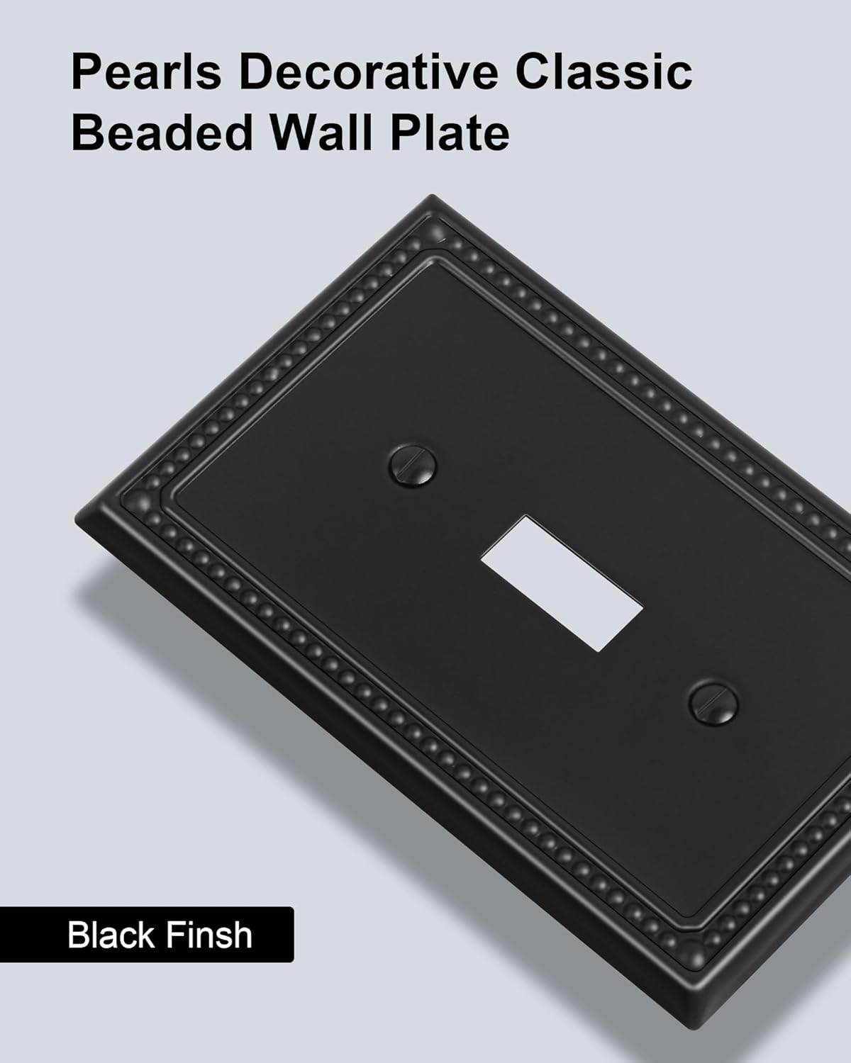 6-Pack Single Toggle Light Switch Cover Plate, Pearls Decorative Switch Plate Covers, Black 1 Gang Metal Wall Plate, Corrosion Resistant