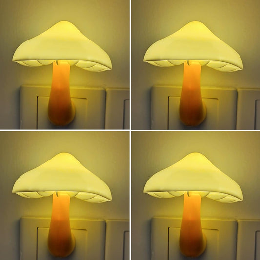 AUSAYE 4 Pack Plug in Night Light, Mushroom Light LED Nightlights for Kids, Adults, Bedroom, Bathroom,Hallway, Stairs, Kitchen White