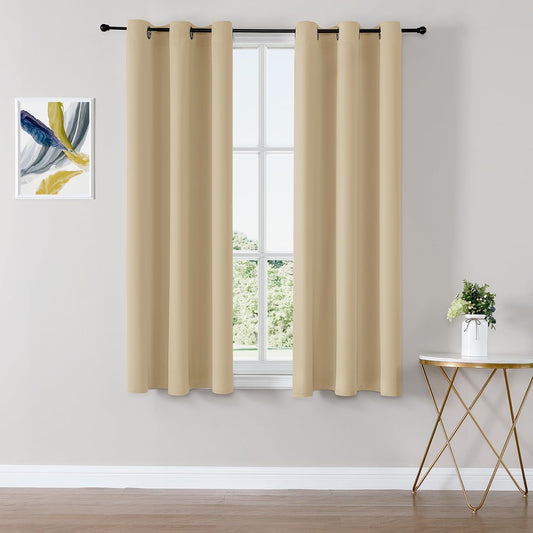 ChrisDowa Blackout Curtains 54 inches Long for Bedroom - 2 Panels Set Grommet Thermal Insulated Room Darkening Curtains for Living Room (Biscotti Beige, 38 x 54 Inch)