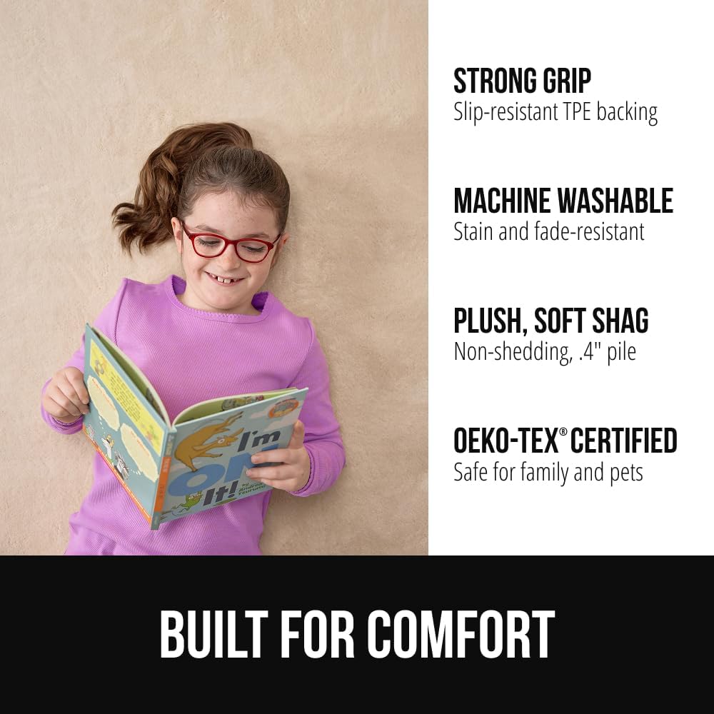 GORILLA GRIP Ultra Soft Washable Area Rug, Stain and Slip Resistant Plush Thick Carpet for Bedroom Living Room, No Shed Floor Rugs, Pet Friendly, Dorm Essentials, Kids Nursery Home Decor, 3x5, Ivory