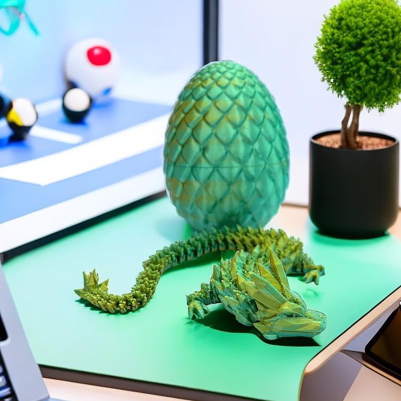 3D Printed Dragon Egg, 12inch Dragon Fidget Toys with Wings Easter Basket Stuffers Executive Desk Toys Crystal Dragon for Autism/ADHD Home Office Decor