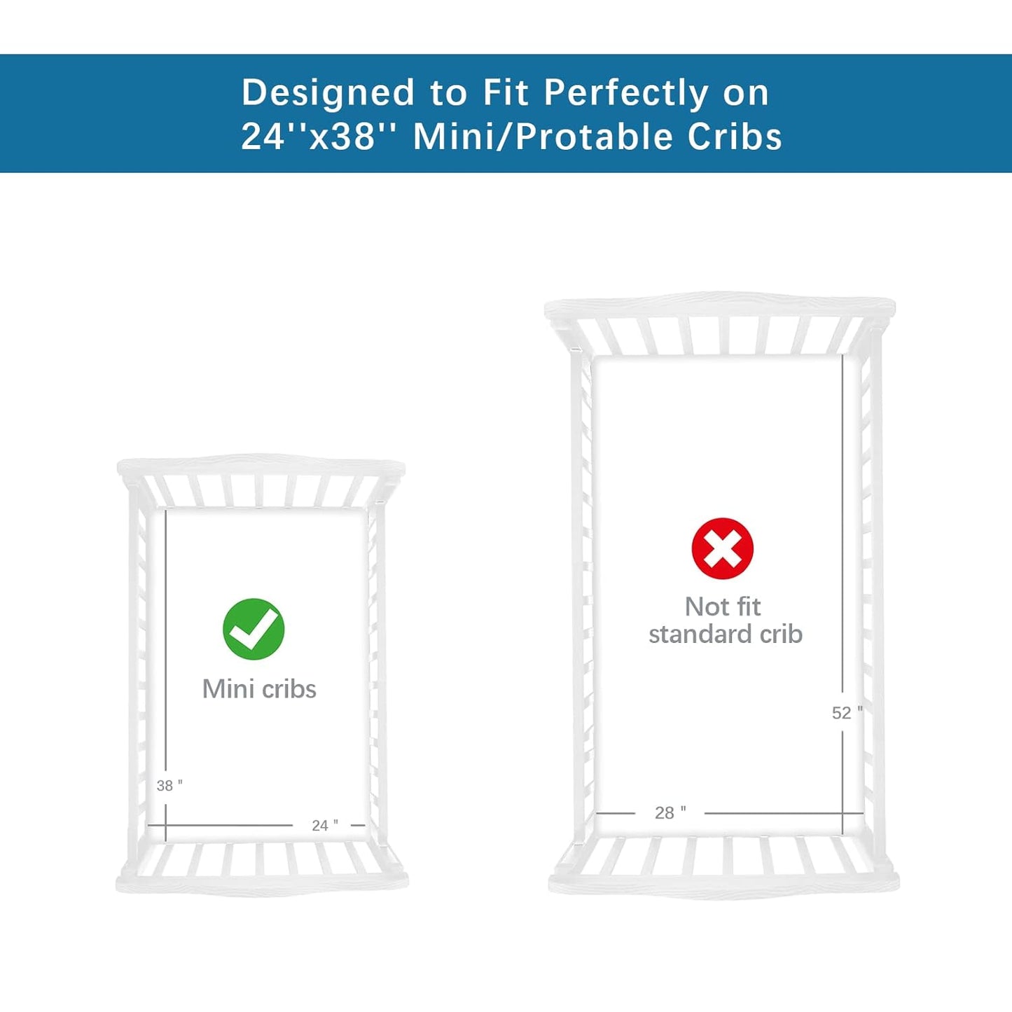 Mini Crib Sheets Set, 4 Pack - Portable Sheets (38" X 24") | Multiuse for Pack n Play, Playard, Playpen, Crib - Dinosaurs