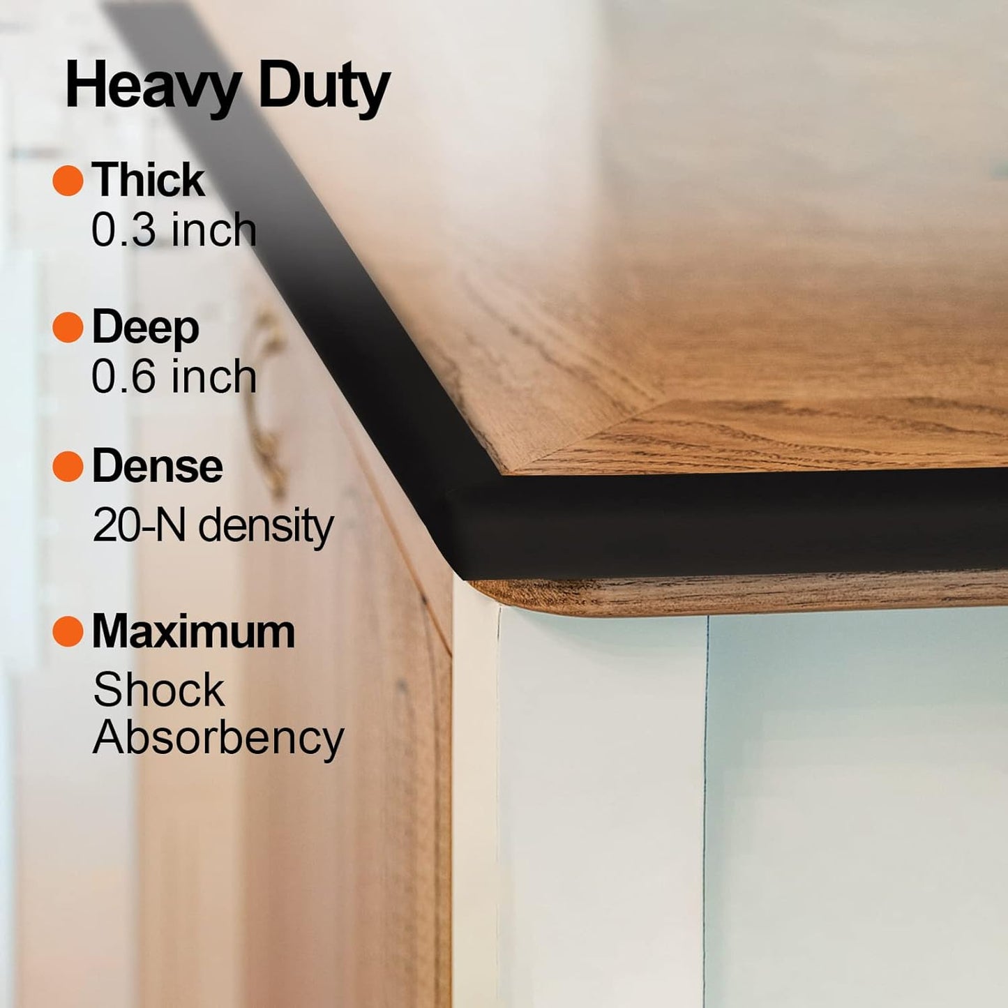 Baby Proofing Edge and Corner Guards, Safety Furniture Bumper with 3M Double-Sided Tape,16.40ft Edge + 4 Pre-Taped Corners Baby Corner Protector for Fireplace, Table, Stair, Cabinet(Black)