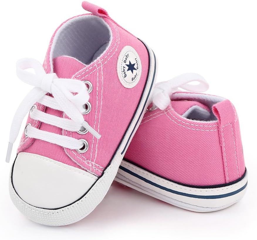 Unisex Baby Girls Boys Canvas High-top Shoes, Newborn Infant Anti-Slip Soft Sole Frist Walking Breathable Sneakers