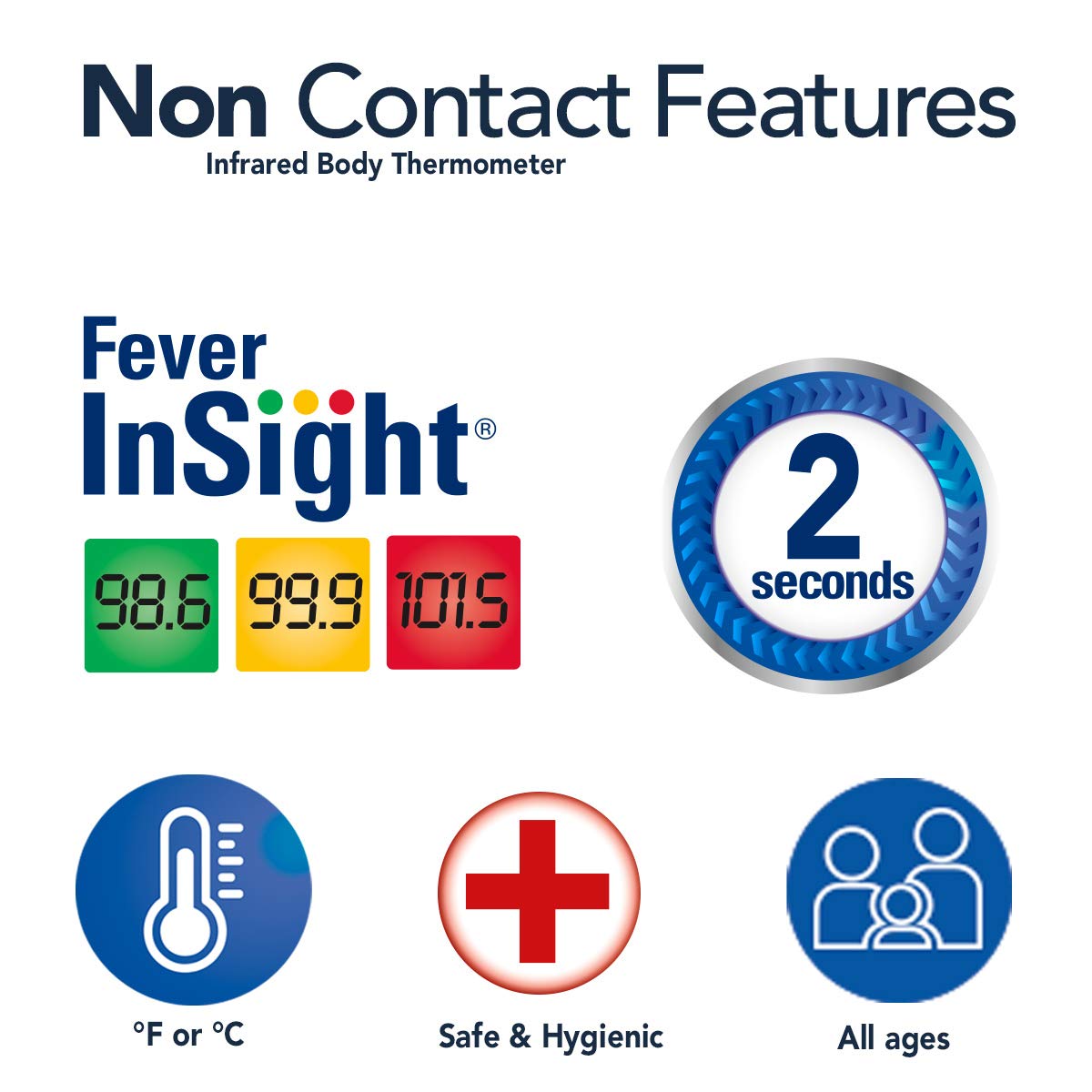 Vicks Non-Contact Infrared Thermometer for Forehead, Food and Bath – Fast, Reliable, and Clinically Proven Accuracy for Adults, Babies, Toddlers and Kids