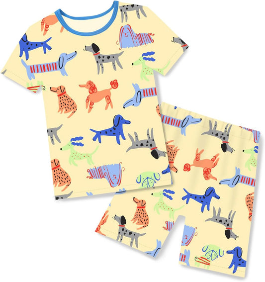 Bamboo Viscose Toddler Animal Pajamas Boys Girls Kids Cool Short Summer 12M-8Y Snug fit Pjs Set 2pcs