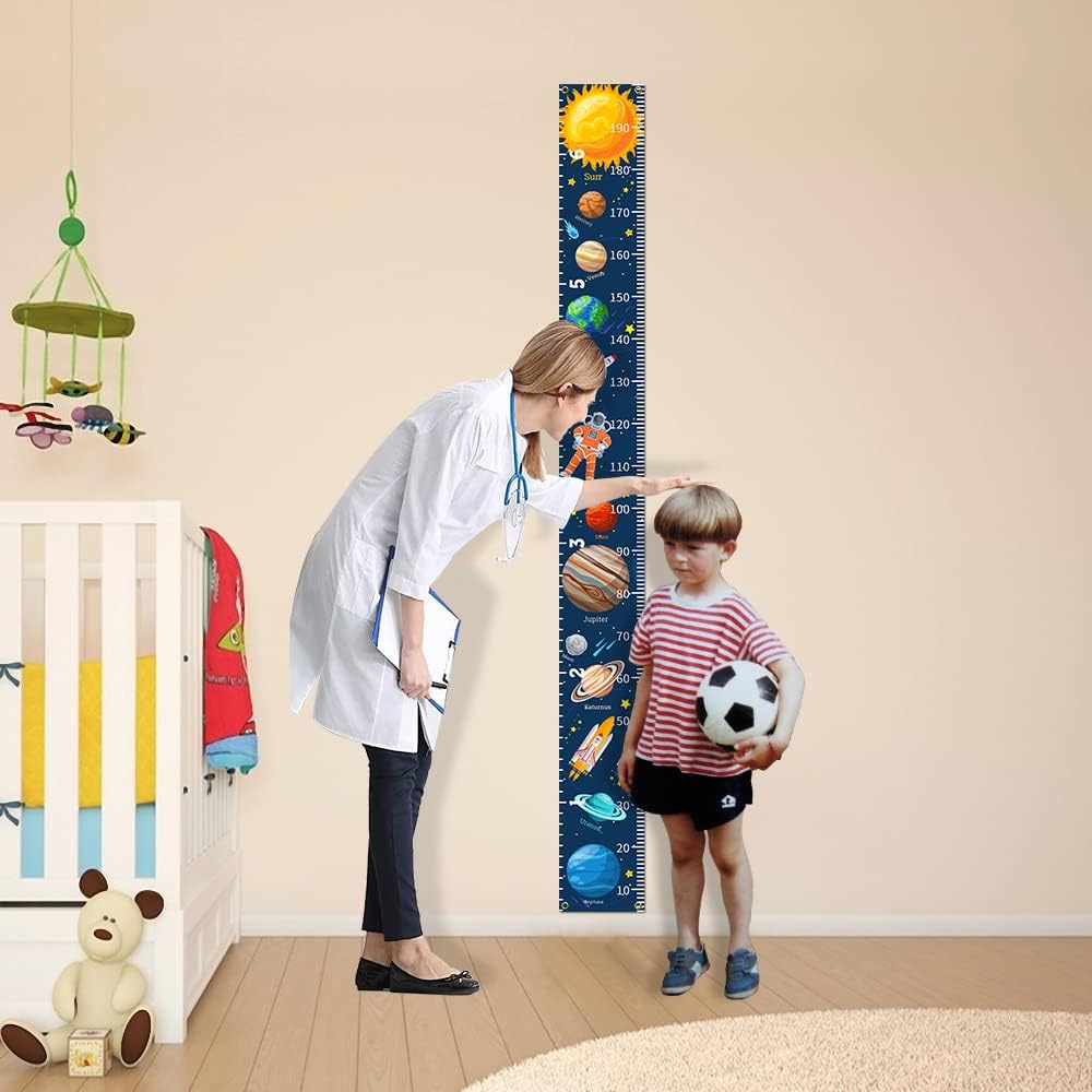 Outer Space Growth Chart for Kids Planets Baby Height Chart Canvas Height Measuring Rulers for Boys Girls Removable Growth Height Chart for Nursery Toddlers Child's Room Decor 79" x 7.9"