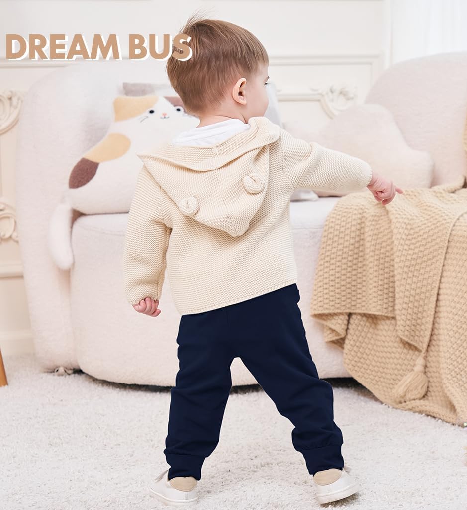 DREAM BUS Pack of 3 Toddler Jogger Pants with Pocket Toddler Boy Sweatpants Baby Boy Pants Infant Newborn Leggings